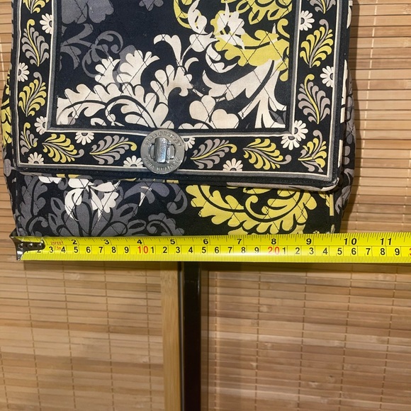 Vera Bradley Floral Quilted Satchel black white yellow tote purse - Picture 8 of 8